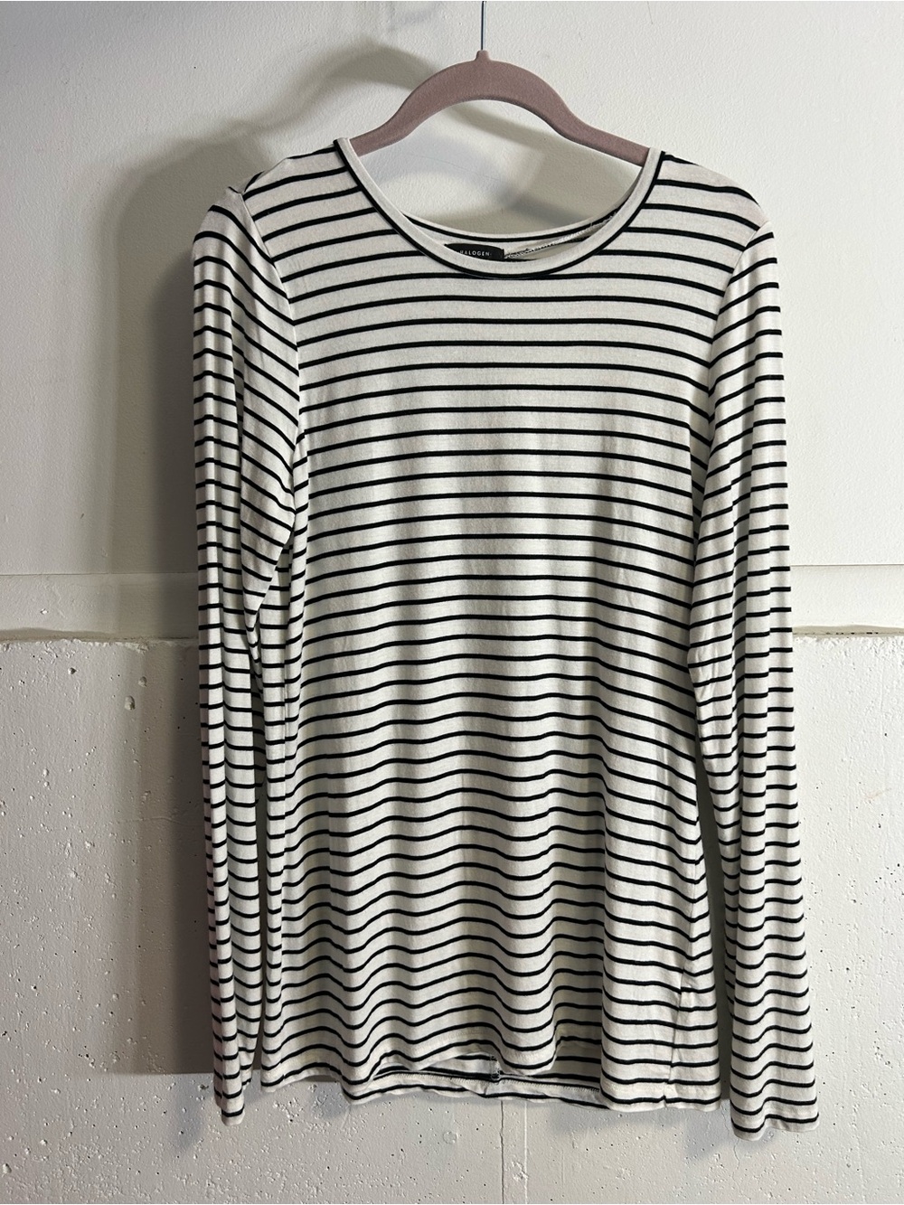 Halogen Black and White Striped Long-Sleeve Tee